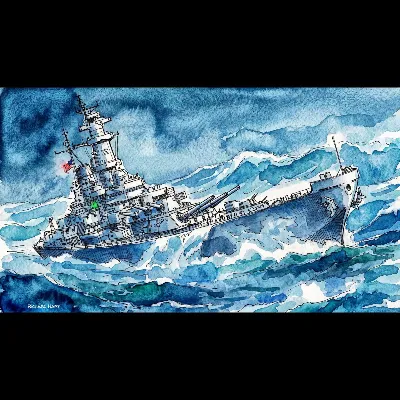 USS Iowa ina a hurricane